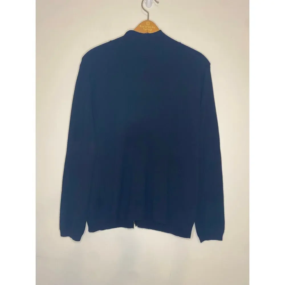 Womens Zara Knit Black Full Zip‎ Sweater Classic Grunge Moto Cardigan Size Large